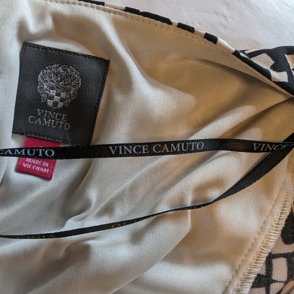 VINCE CAMUTO dress SIZE 6 STEATH LONG SLEEVES black on white 5% SPANDEX STUNNING - Picture 7 of 13